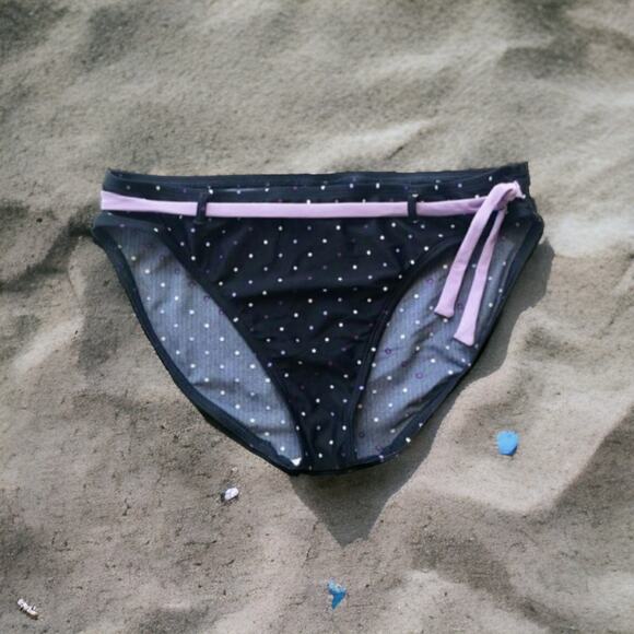 Nautica Separates Polka Dot navy Bikini bottoms with faux belt size 8 - Picture 7 of 7